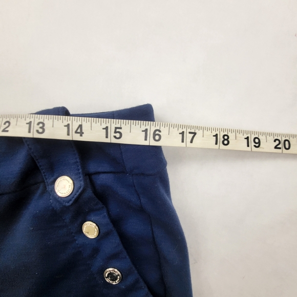 White House Black Market Blue Straight  Pull On Pants Women's Snap Pockets SZ 14 - Picture 5 of 9